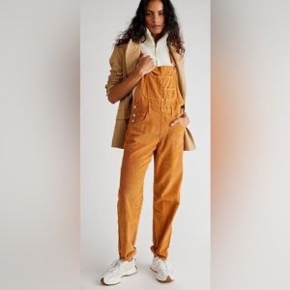 Free People We the Free Golden Ziggy Corduroy Overalls | Size L | EUC - Picture 2 of 7